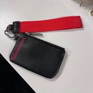 **SOLD** Lululemon Black/Red Leather Coin Pouch Keychain